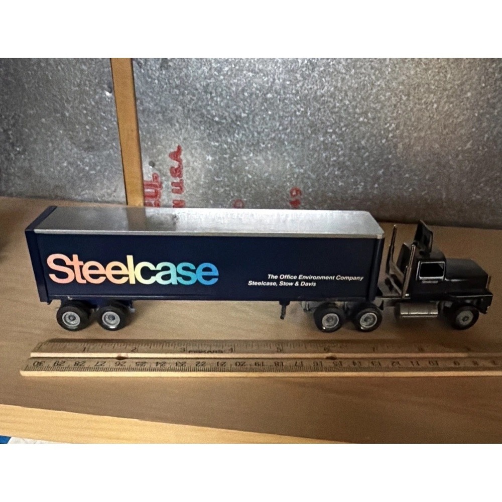 Vintage Ertl Steelcase Semi Truck & Trailer USA Made 1980s